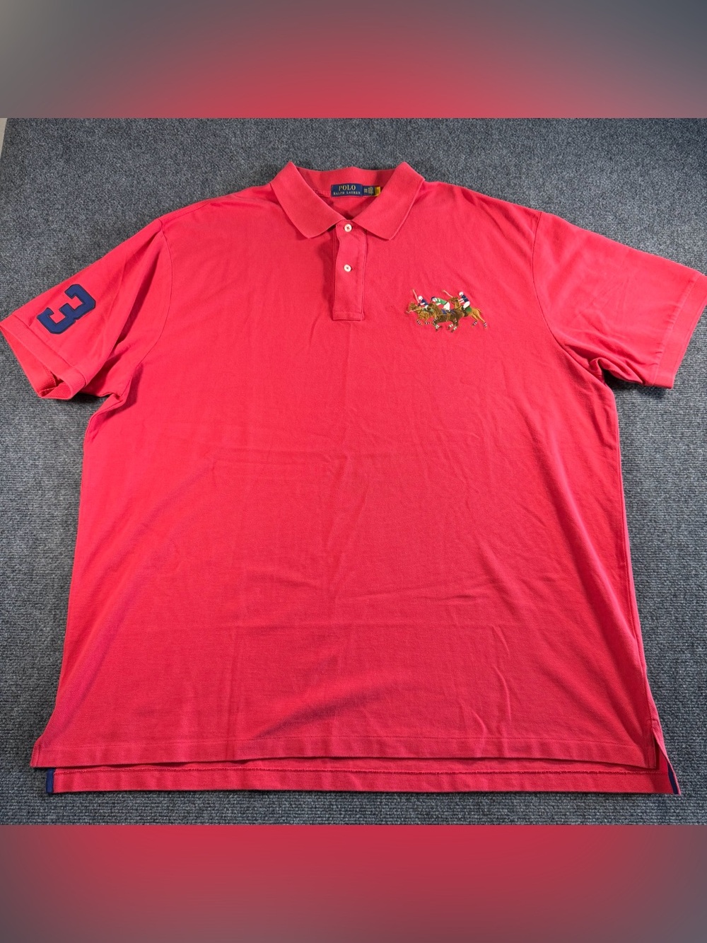 Polo Ralph Lauren Mens 3XB Shirt Cotton Corral Red Triple Pony Rugby Classic Fit